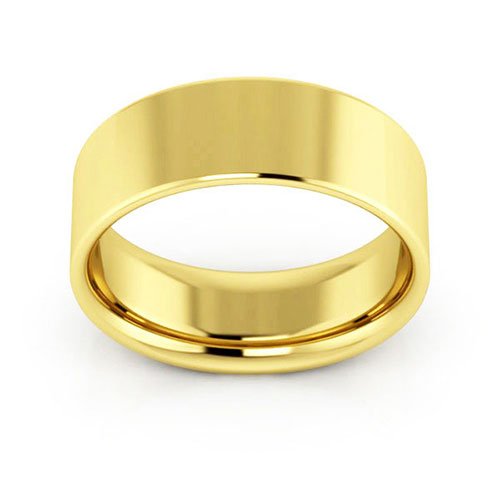 10K Yellow Gold 7mm heavy weight flat comfort fit wedding band - DELLAFORA