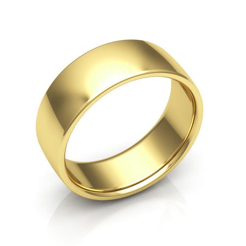 10K Yellow Gold 7mm low dome comfort fit wedding band - DELLAFORA