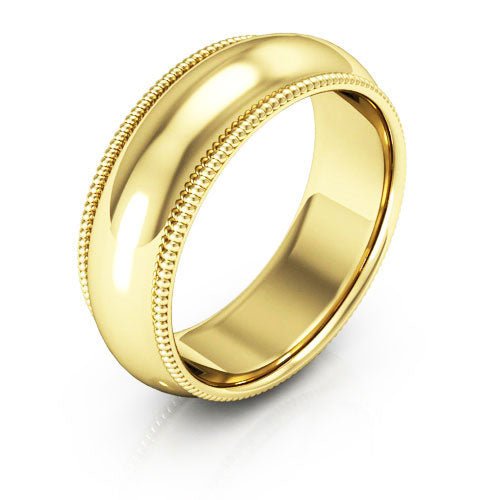 10K Yellow Gold 7mm milgrain comfort fit wedding band - DELLAFORA
