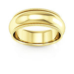 10K Yellow Gold 7mm milgrain comfort fit wedding band - DELLAFORA
