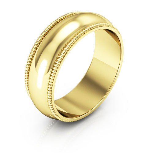 10K Yellow Gold 7mm milgrain wedding band - DELLAFORA