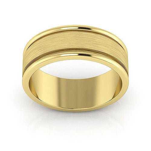 10K Yellow Gold 7mm raised edge design brushed center wedding band - DELLAFORA