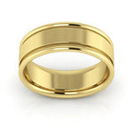 10K Yellow Gold 7mm raised edge design comfort fit wedding band - DELLAFORA