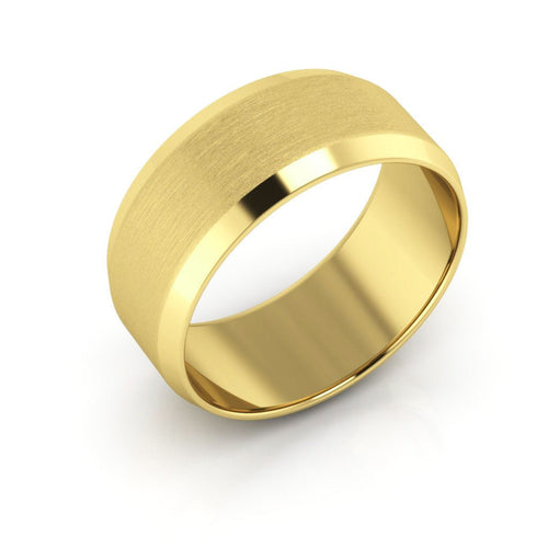 10K Yellow Gold 8mm beveled edge satin center wedding band - DELLAFORA