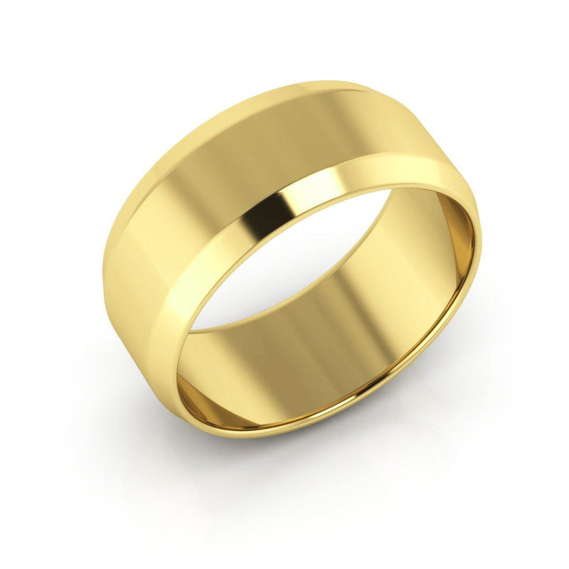 10K Yellow Gold 8mm beveled edge wedding band - DELLAFORA