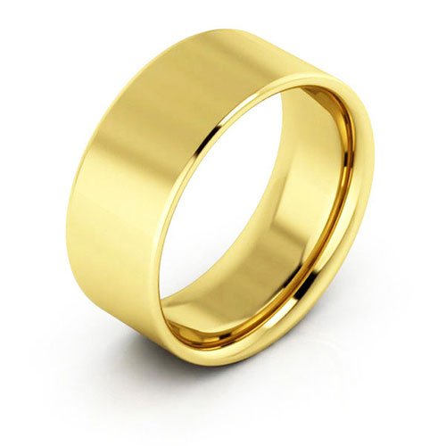 10K Yellow Gold 8mm flat comfort fit wedding band - DELLAFORA