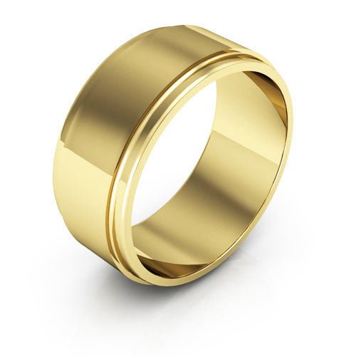 10K Yellow Gold 8mm flat edge design wedding band - DELLAFORA