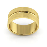 10K Yellow Gold 8mm grooved design brushed wedding band - DELLAFORA