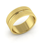 10K Yellow Gold 8mm grooved design brushed wedding band - DELLAFORA