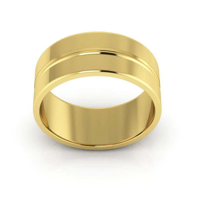 10K Yellow Gold 8mm grooved design wedding band - DELLAFORA