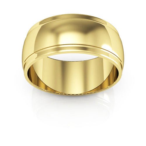 10K Yellow Gold 8mm half round edge design wedding band - DELLAFORA