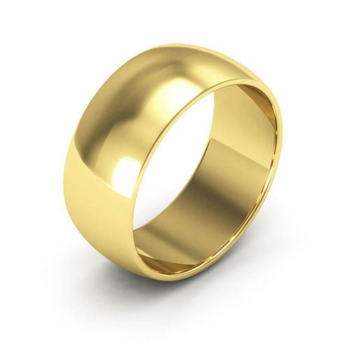 10K Yellow Gold 8mm half round wedding band - DELLAFORA