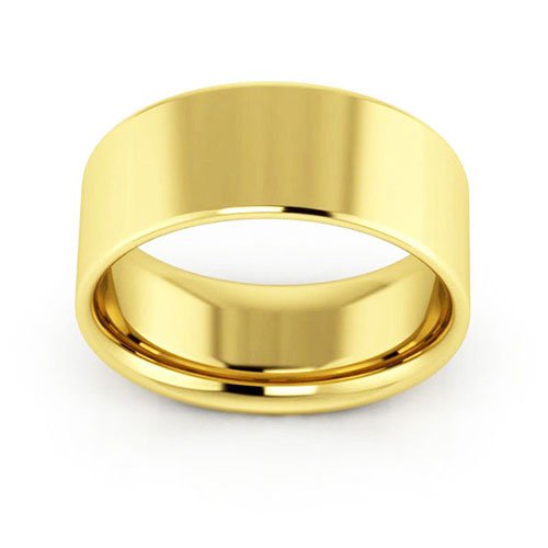 10K Yellow Gold 8mm heavy weight flat comfort fit wedding band - DELLAFORA