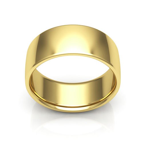 10K Yellow Gold 8mm low dome comfort fit wedding band - DELLAFORA