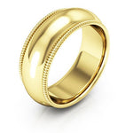 10K Yellow Gold 8mm milgrain comfort fit wedding band - DELLAFORA