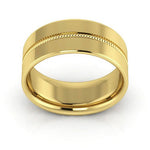 10K Yellow Gold 8mm milgrain grooved design comfort fit wedding band - DELLAFORA