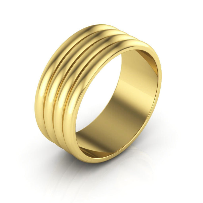 10K Yellow Gold 8mm rigged half round wedding band - DELLAFORA