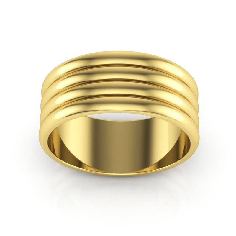 10K Yellow Gold 8mm rigged half round wedding band - DELLAFORA