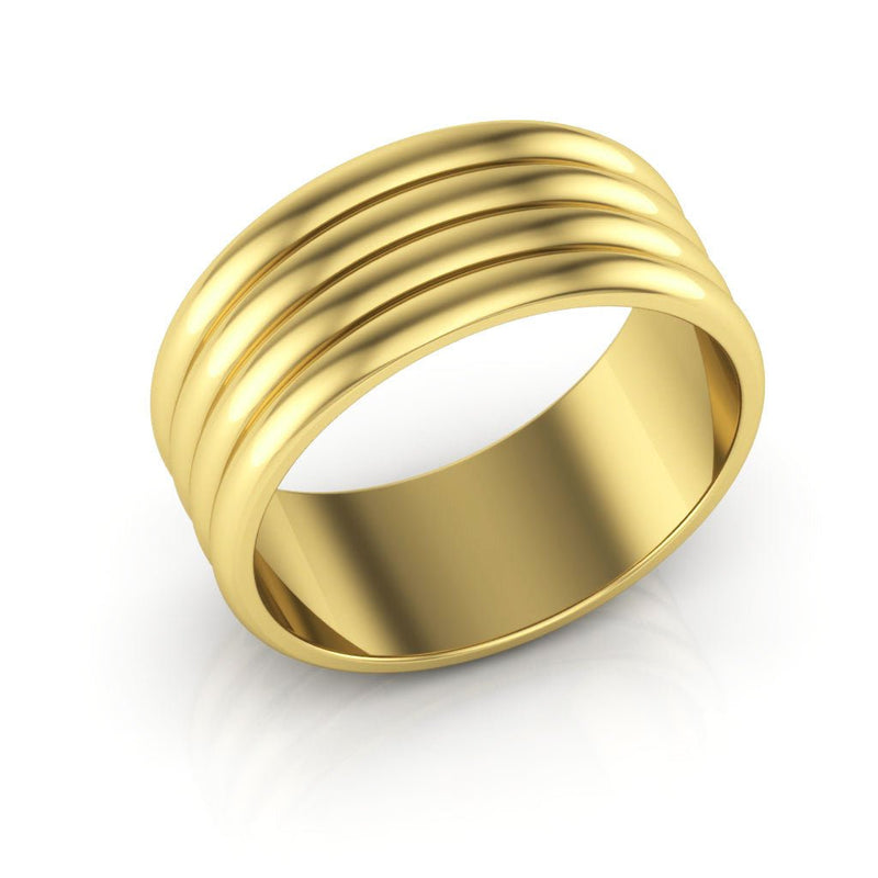 10K Yellow Gold 8mm rigged half round wedding band - DELLAFORA