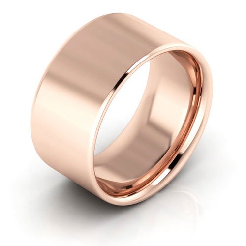 14K Rose Gold 10mm flat comfort fit wedding band - DELLAFORA