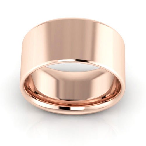 14K Rose Gold 10mm flat comfort fit wedding band - DELLAFORA