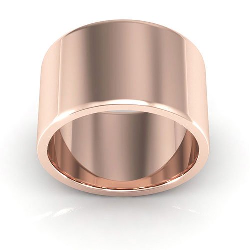 14K Rose Gold 12mm heavy weight flat wedding band - DELLAFORA