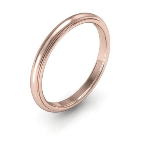 14K Rose Gold 2.5mm half round edge design comfort fit wedding band - DELLAFORA