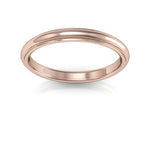 14K Rose Gold 2.5mm half round edge design comfort fit wedding band - DELLAFORA