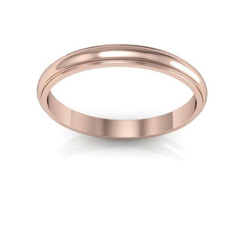 14K Rose Gold 2.5mm half round edge design wedding band - DELLAFORA