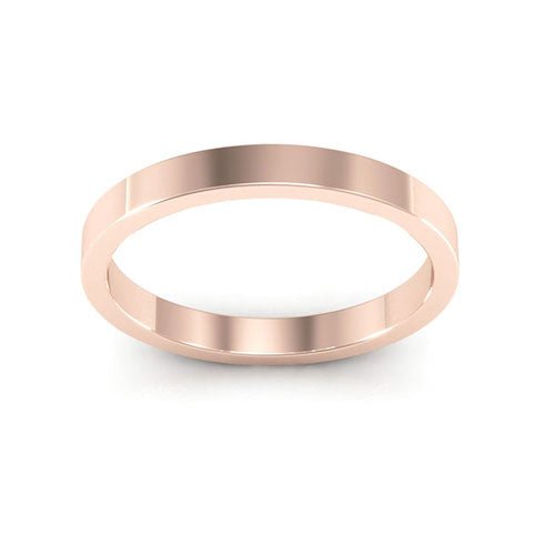 14K Rose Gold 2.5mm heavy weight flat wedding band - DELLAFORA