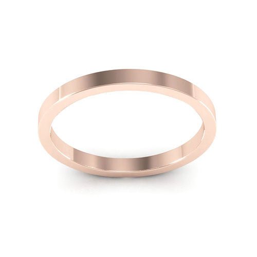 14K Rose Gold 2mm heavy weight flat wedding band - DELLAFORA