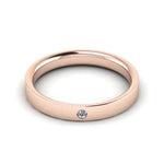 14K Rose Gold 3mm flat comfort fit diamond wedding band - DELLAFORA