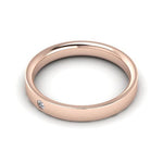 14K Rose Gold 3mm flat comfort fit diamond wedding band - DELLAFORA