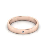 14K Rose Gold 3mm flat diamond wedding band - DELLAFORA