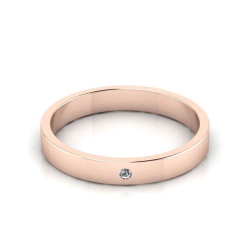 14K Rose Gold 3mm flat diamond wedding band - DELLAFORA