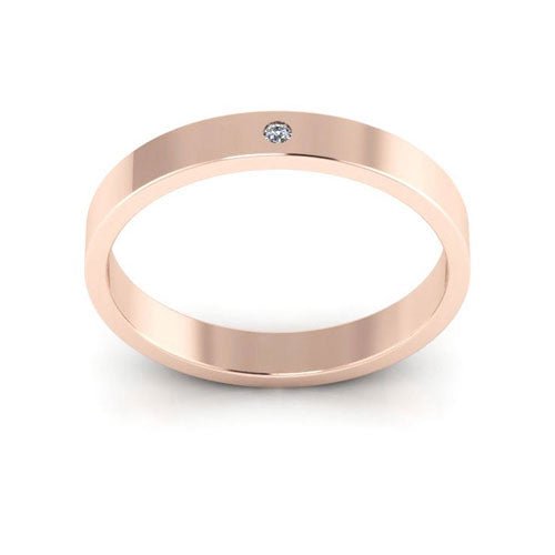 14K Rose Gold 3mm flat diamond wedding band - DELLAFORA