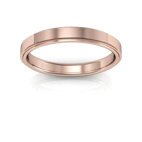 14K Rose Gold 3mm flat edge design comfort fit wedding band - DELLAFORA