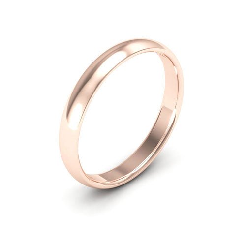 14K Rose Gold 3mm half round comfort fit wedding band - DELLAFORA