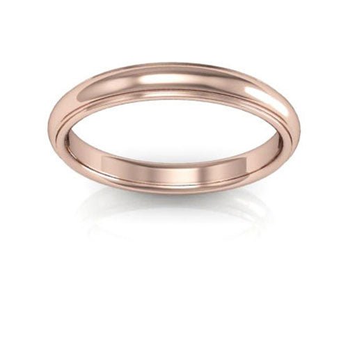 14K Rose Gold 3mm half round edge design comfort fit wedding band - DELLAFORA