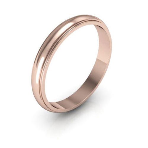 14K Rose Gold 3mm half round edge design wedding band - DELLAFORA