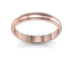 14K Rose Gold 3mm half round edge design wedding band - DELLAFORA