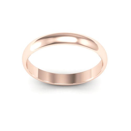 14K Rose Gold 3mm half round wedding band - DELLAFORA