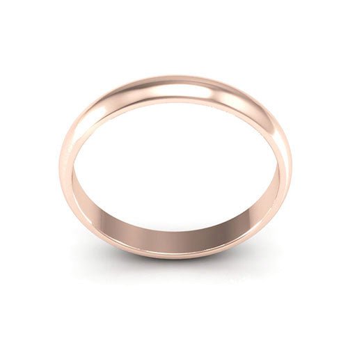 14K Rose Gold 3mm half round wedding band - DELLAFORA