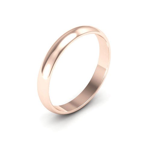 14K Rose Gold 3mm half round wedding band - DELLAFORA
