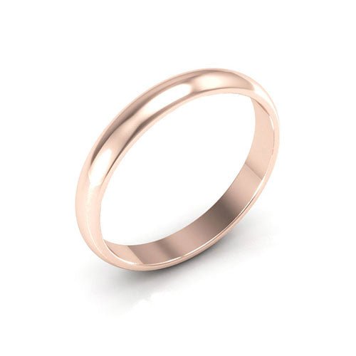 14K Rose Gold 3mm half round wedding band - DELLAFORA