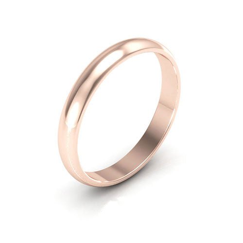 14K Rose Gold 3mm half round wedding band - DELLAFORA