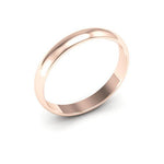 14K Rose Gold 3mm half round wedding band - DELLAFORA