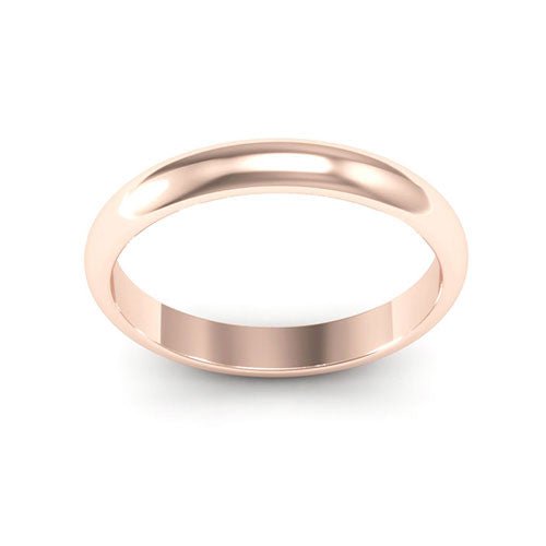 14K Rose Gold 3mm heavy weight half round wedding band - DELLAFORA