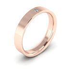 14K Rose Gold 4mm flat comfort fit diamond wedding band - DELLAFORA