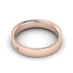 14K Rose Gold 4mm flat comfort fit diamond wedding band - DELLAFORA